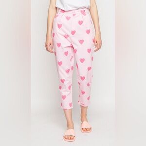 Lazy Oaf Love Pants Heart Cute Lightweight Pink High-Waist Pants Size XS
